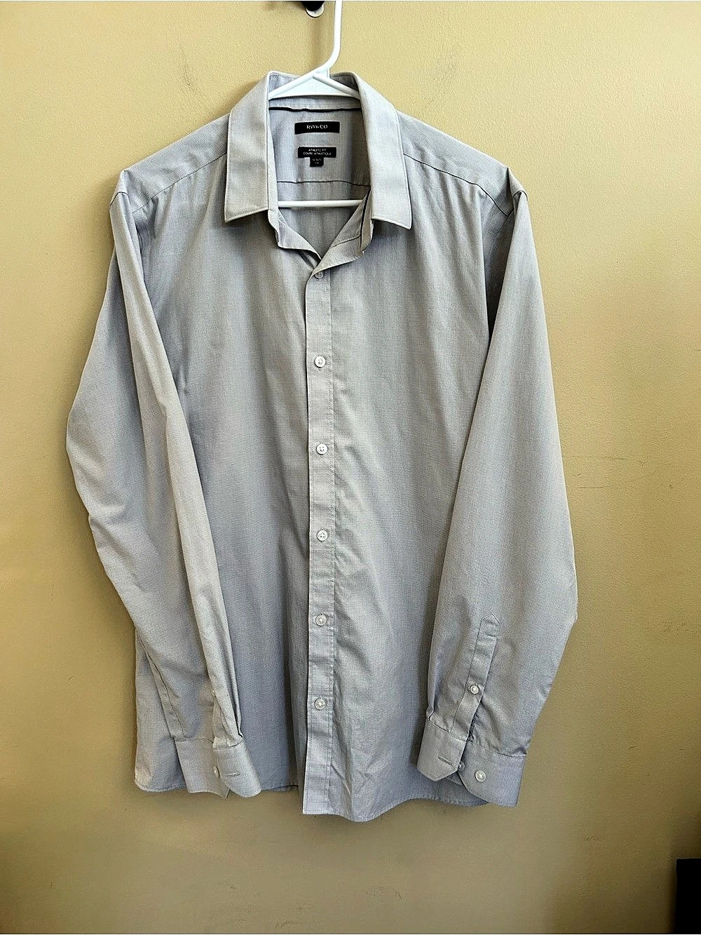 RW&CO. Men's Cotton Light Grey pattern Dress Shirt Size Large